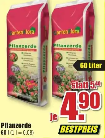 B1 Discount Baumarkt Pflanzerde 60L Angebot