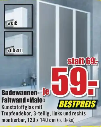 B1 Discount Baumarkt Badewannen Faltwand Malo Angebot