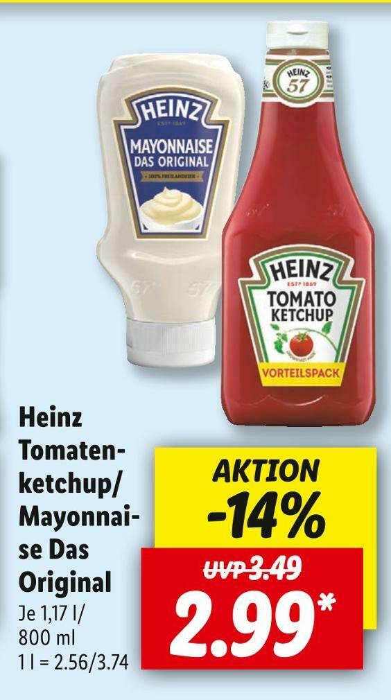 Heinz tomatenketchup/ mayonnaise das original Angebot bei Lidl