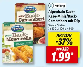 Lidl Alpenhain back-käse-minis/back-camembert mit dip Angebot