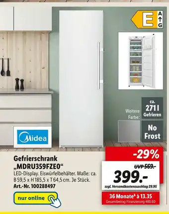 Lidl Midea gefrierschrank „mdru359fze0“ Angebot