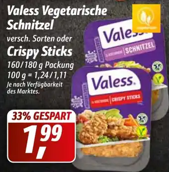 Simmel Valess Vegetarische Schnitzel oder Crispy Sticks 160/180g Packung Angebot