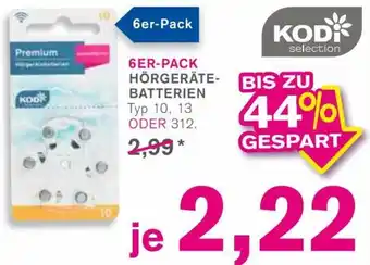 KODi 6er Pack Hörgeräte Batterien Typ 10, 13 oder 312 Angebot