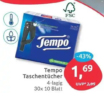 Budni Tempo Taschentücher 4 lagig, 30x10 Blatt Angebot