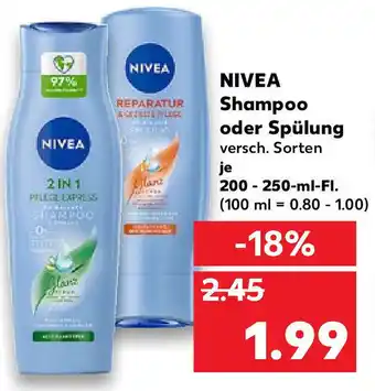 Kaufland Nivea Shampoo oder Spülung 200-250ml Angebot