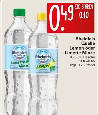 WEZ Rheinfels Quelle Lemon oder Limette Minze 0,75L Angebot