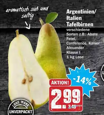 AEZ Argentinien/Italien Tafelbirnen 1kg Angebot