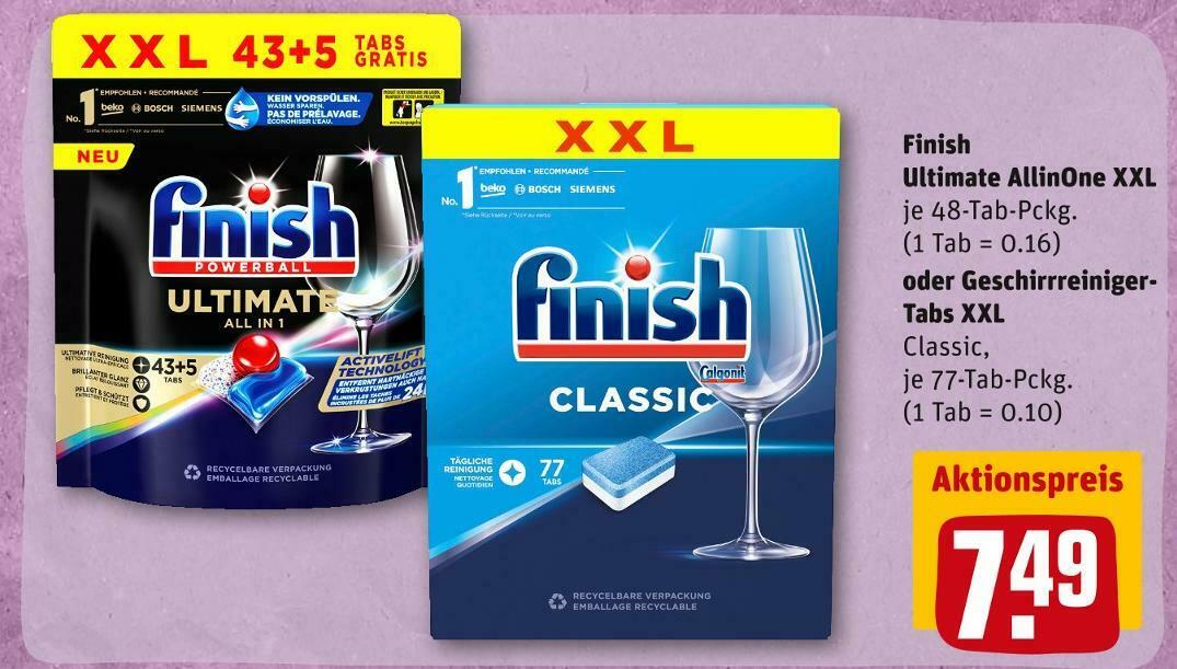 Finish ultimate allinone xxl oder geschirrreinigertabs xxl Angebot bei
