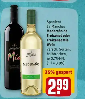 REWE Mederaño de freixenet oder freixenet mia wein Angebot