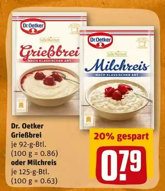 REWE Dr. oetker grießbrei oder milchreis Angebot