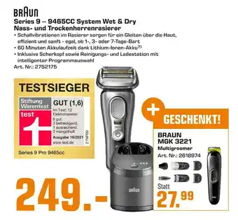 Saturn Braun series 9 – 9465cc system wet & dry nass- und trockenherrenrasierer Angebot