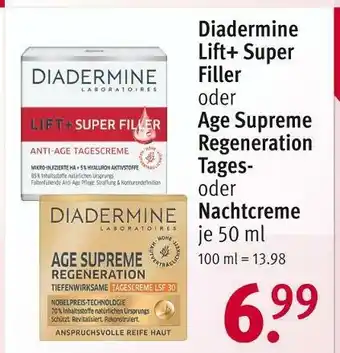 Rossmann Diadermine lift+ super filler oder age supreme regeneration tages- oder nachtcreme Angebot