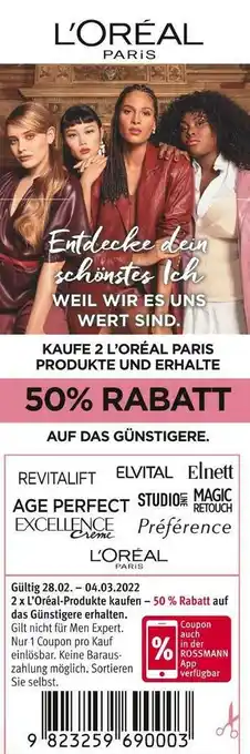 Rossmann L’oréal 50% rabatt Angebot