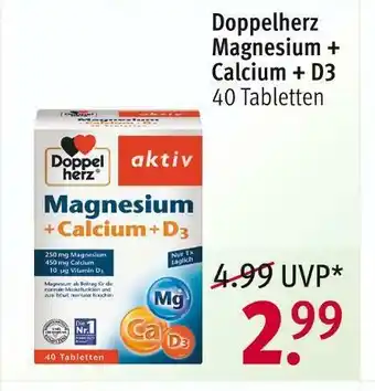 Rossmann Doppelherz magnesium + calcium + d3 Angebot