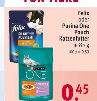 Rossmann Felix oder purina one pouch katzenfutter Angebot