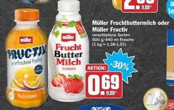 AEZ Müller Fruchtbuttermilch oder Müller Fructiv 500g/440ml Angebot