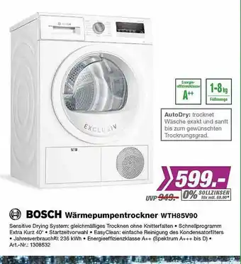 EP Bosch Wärmepumpentrockner Wth85v90 Angebot