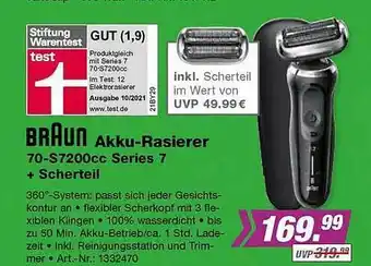 EP Braun Akku-rasierer 70-s7200cc Series 7 + Scherteil Angebot