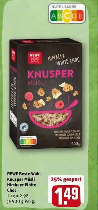 REWE Rewe Beste Wahl Knusper Müsli Himbeer White Choc Angebot