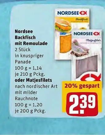 REWE Nordsee Backfisch Mit Remoulade Oder Matjesfilets Angebot