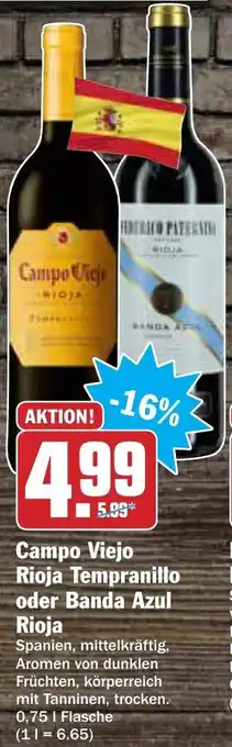 AEZ Campo Viejo Rioja Tempranillo oder Banda Azul Rioja 0,75L Angebot