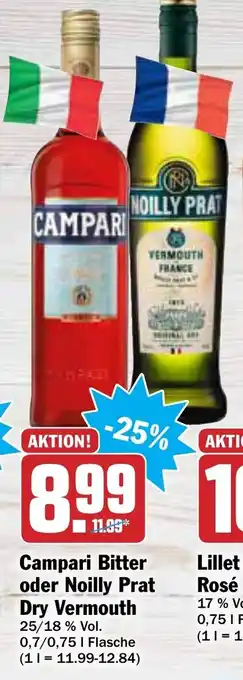 AEZ Campari Bitter oder Noilly Prat Dry Vermouth 0,7/0,75L Angebot