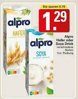 WEZ Alpro Hafer Oder Soya Drink Angebot