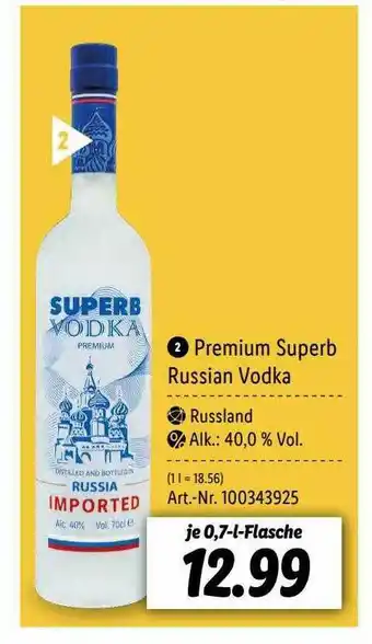 Lidl Premium Superb Russian Vodka Angebot