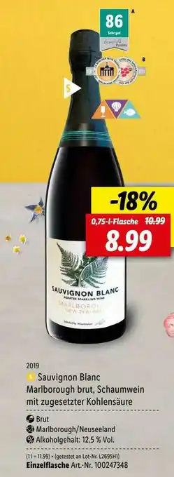 Lidl Sauvignon Blanc Marlborough Brut Schaumwein Mit Zugesetzter Kohlensäure Angebot