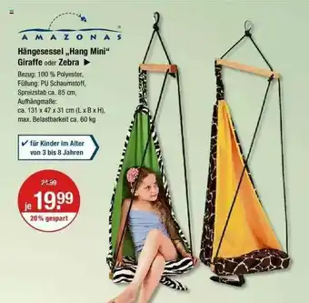 V Markt Amazonas Hängesessel „hang Mini” Giraffe Oder Zebra Angebot