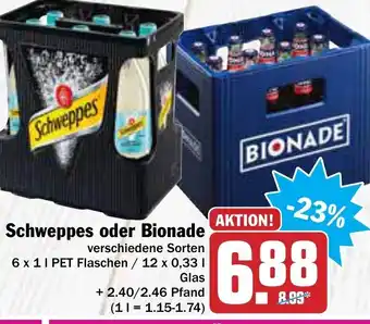 AEZ Schweppes oder Bionade 12x0,33L Angebot