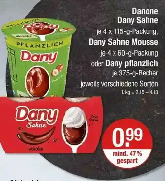 V Markt Danone Dany Sahne Dany Sahne Mousse Oder Dany Pflanzlich Angebot