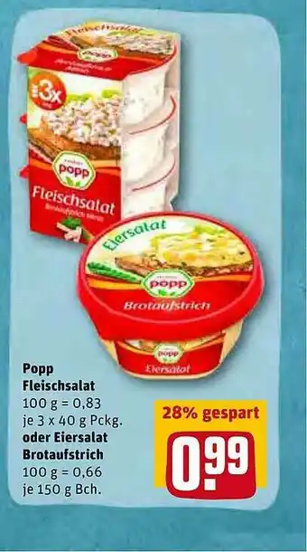REWE Popp Fleischsalat Oder Eiersalat Brotaufstrich Angebot