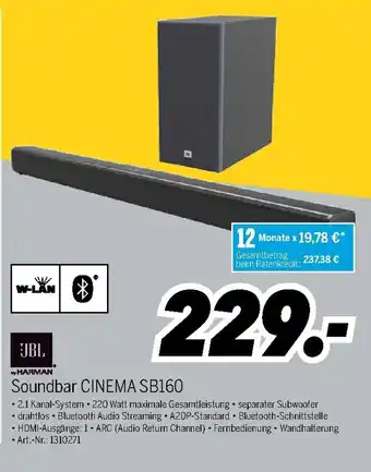 MEDIMAX JBL Soundbar Cinema SB160 Angebot