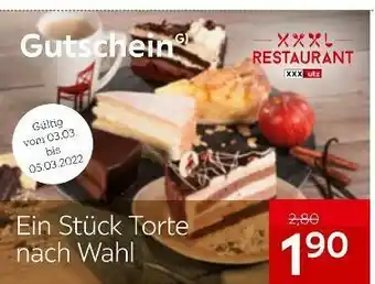 XXXLutz Ein stück torte nach wahl gutschein Angebot