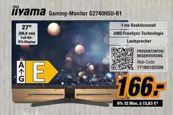 Expert Bening Iiyama Gaming-monitor G2740hsu-b1 Angebot