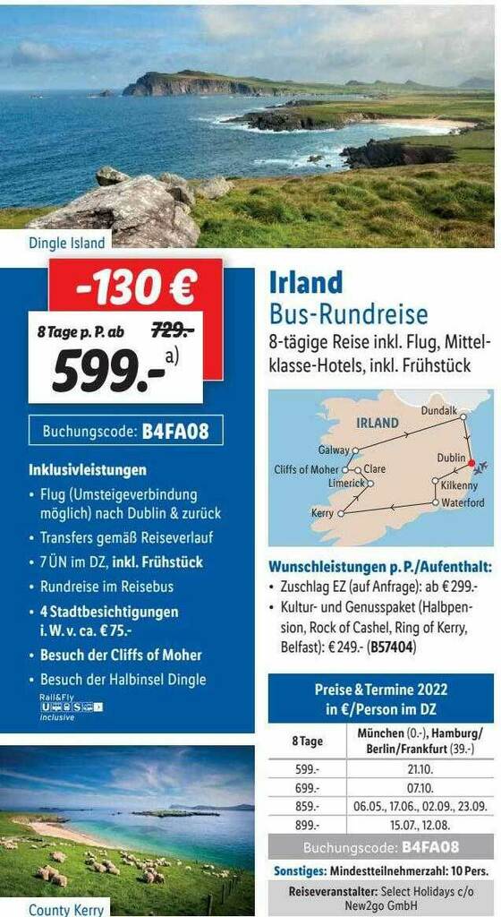 Irland Busrundreise Angebot bei Lidl