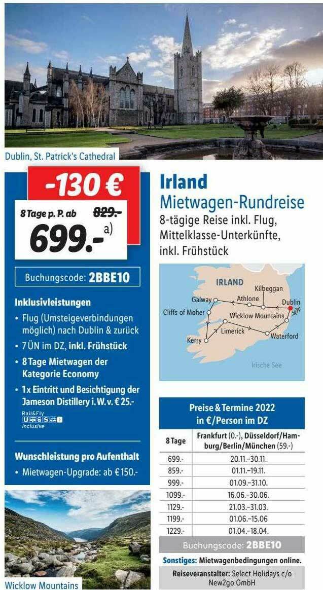 Irland Mietwagenrundreise Angebot bei Lidl