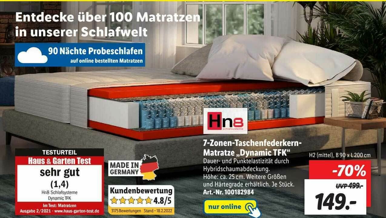 7zonentaschenfederkernmatratze „dynamic Tfk“ Angebot bei Lidl