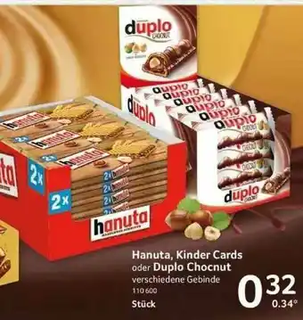 Selgros Hanuta, Kinder Cards Oder Duplo Chocnut Angebot