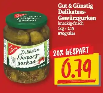 NP Discount Gut & Günstig Delikatess Gewürzgurken 670g Glas Angebot