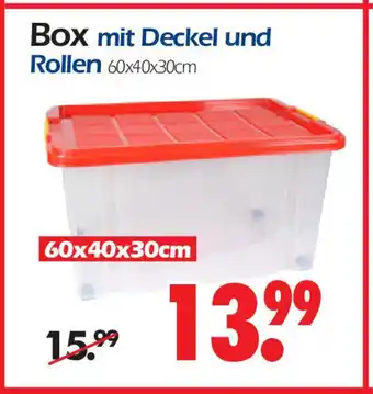 Wreesmann Box mit Deckel und Rollen 60 x 40 x 30 cm Angebot