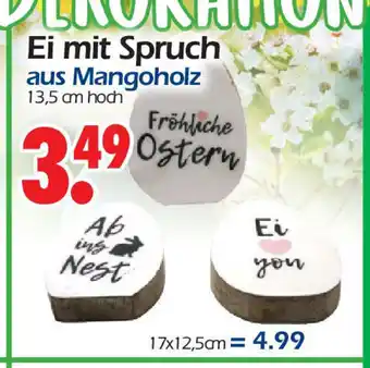 Wreesmann Ei mit Spruch aus Mangoholz 13,5 cm Angebot