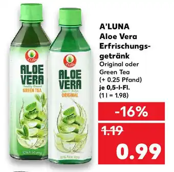 Kaufland A'Luna Aloe Vera Erfrischungs Getränk je 0.5-l-Fl. Angebot