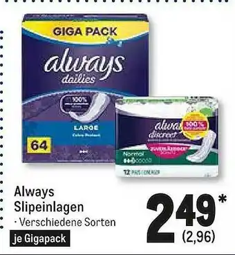 METRO Always Slipeinlagen Angebot