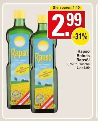 WEZ Rapso Reines Rapsol 0,75 liter Angebot