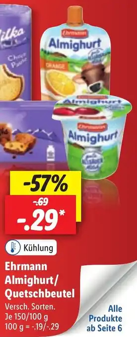 Lidl Ehrmann almighurt/quetschbeutel 100g Angebot