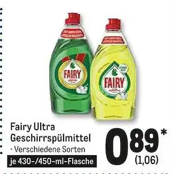 METRO Fairy Ultra Geshirrspülmittel 430/450ml Angebot