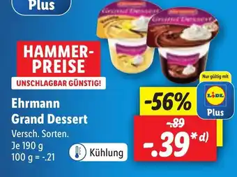 Lidl Ehrmann grand dessert 190g Angebot