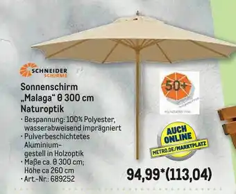 METRO Schneider Sonnenschirm „Malaga” ø 300 Cm Naturoptik Angebot